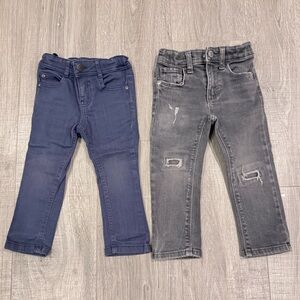 Set of 2 Stylish Kids Denim Skinny Jeans - Blue and Gray